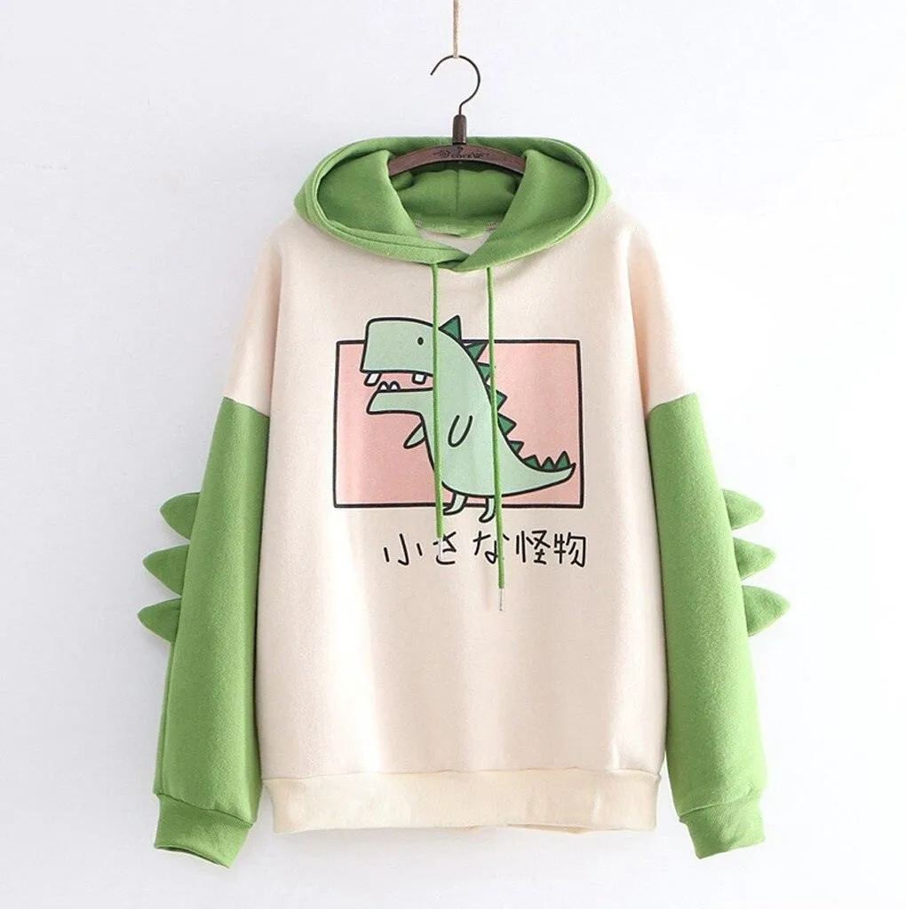 Little Monster Japanese Kawaii Cartoon Dinosaur Hoodie Sweatshirt