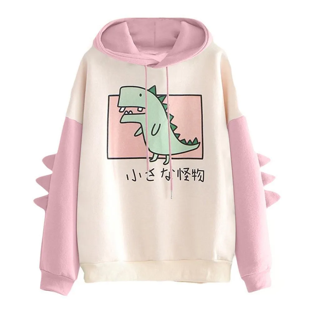 Little Monster Japanese Kawaii Cartoon Dinosaur Hoodie Sweatshirt