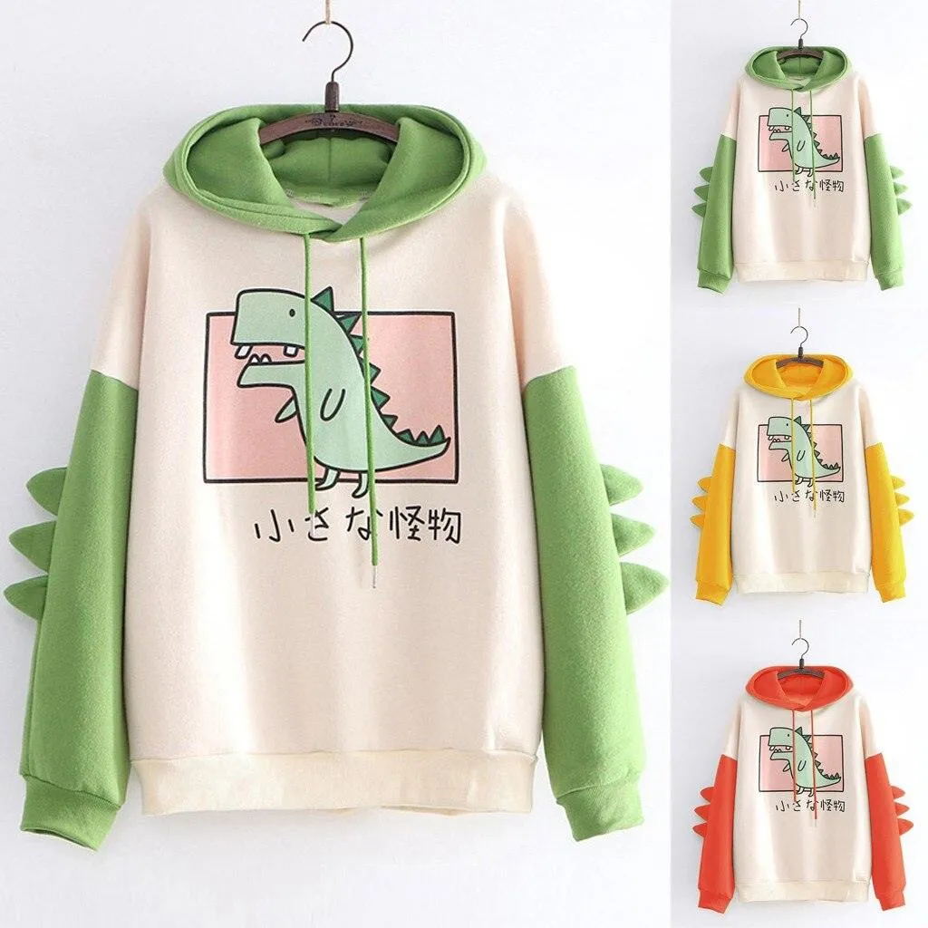 Little Monster Japanese Kawaii Cartoon Dinosaur Hoodie Sweatshirt
