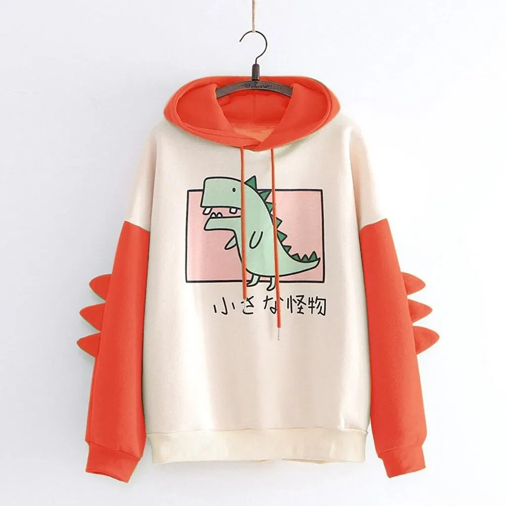 Little Monster Japanese Kawaii Cartoon Dinosaur Hoodie Sweatshirt