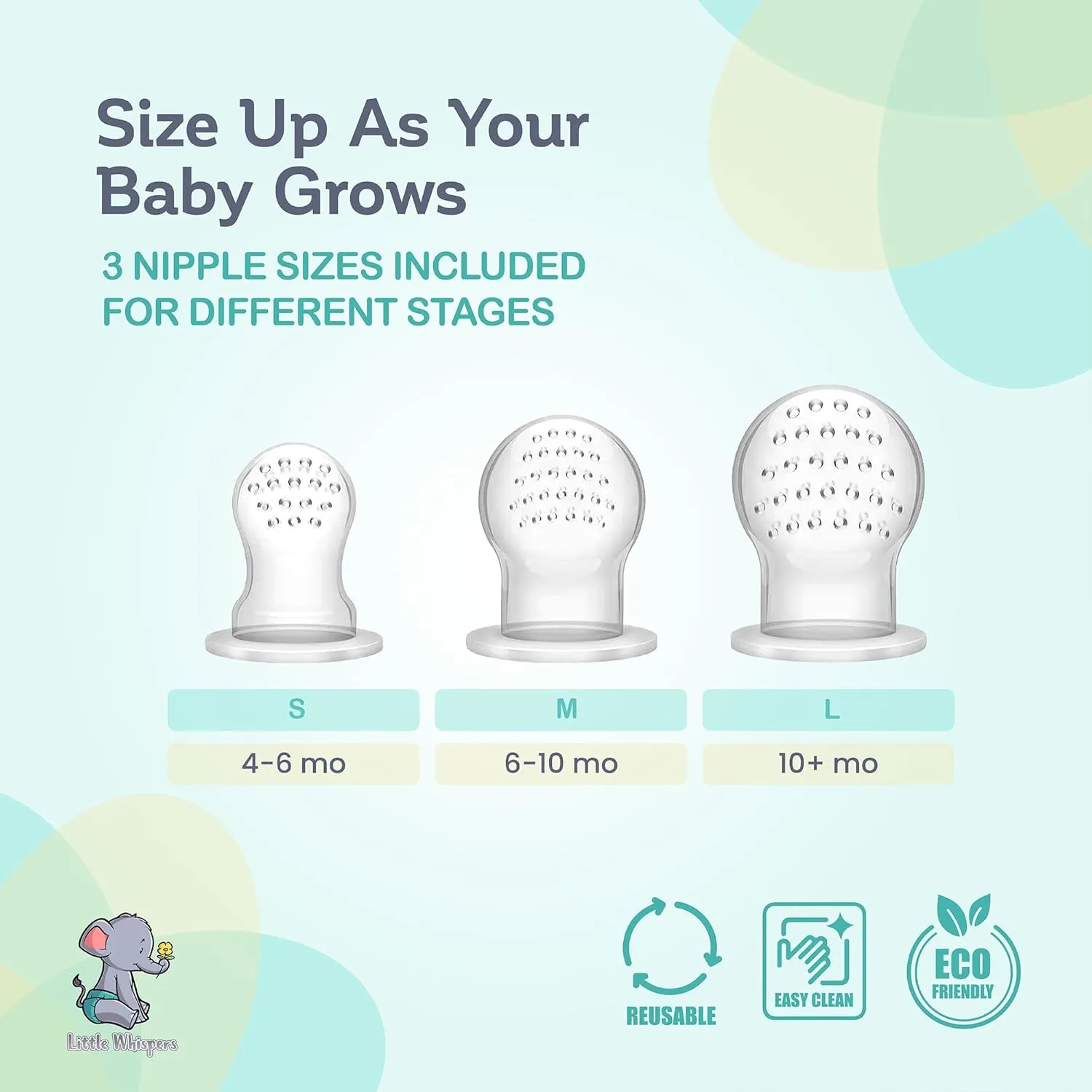 LittleWhispers Baby Fruit & Food Feeder Pacifier - Pacifier Feeders for Fresh Fruit or Frozen Breastmilk - Infant Teething Relief - Set of 2