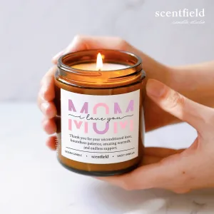Personalized Soy Candle Mother's Day Gift - Minimalist Custom Mom Birthday Gift - Vegan Aesthetic Candle Gift for Mom - I Love You Mom