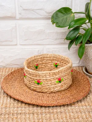 Round Embroidered Bull Rush Reed Organiser