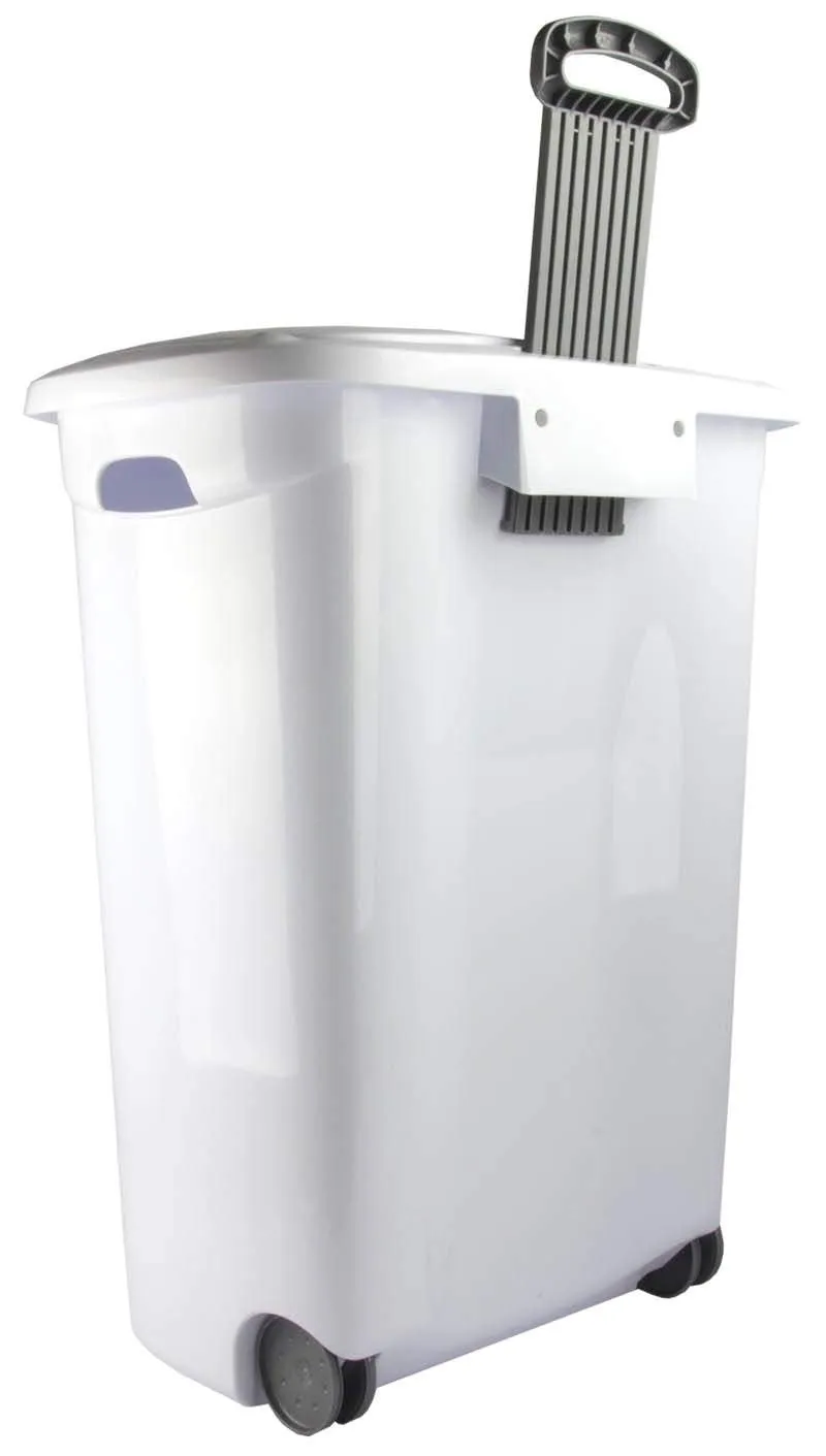 Sterilite Ultra Wheeled Laundry Hamper with Lid, Handle and Wheels for Easy Rolling of Clothes to and from The Laundry Room, Plastic, White, 1-Pack