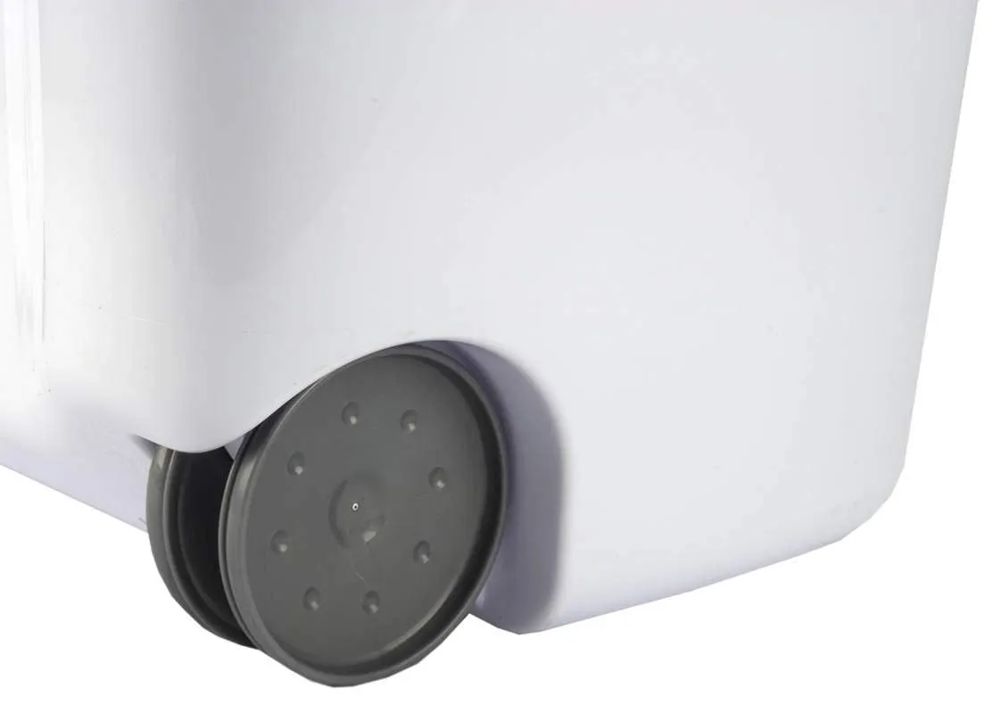 Sterilite Ultra Wheeled Laundry Hamper with Lid, Handle and Wheels for Easy Rolling of Clothes to and from The Laundry Room, Plastic, White, 1-Pack