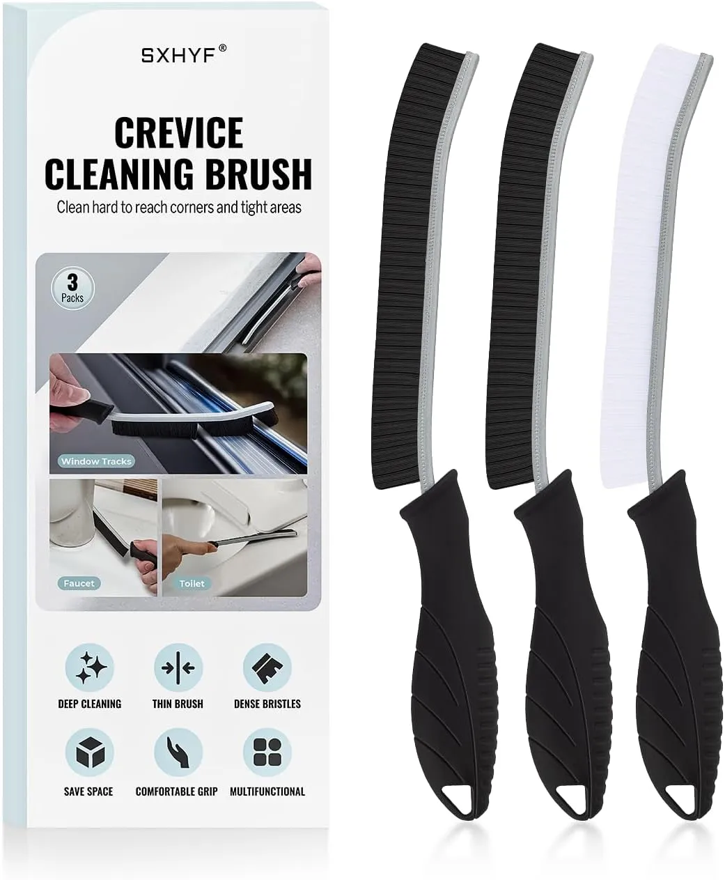 SXhyf Cleaning Brush - Hard Bristle Crevice Cleaning Brush, Multifunctional Gap Scrub Brush, Home Essentials, Bathroom Cleaner Tools for Household Use, Kitchen, Window, Faucets, Toilet, Grout, Car