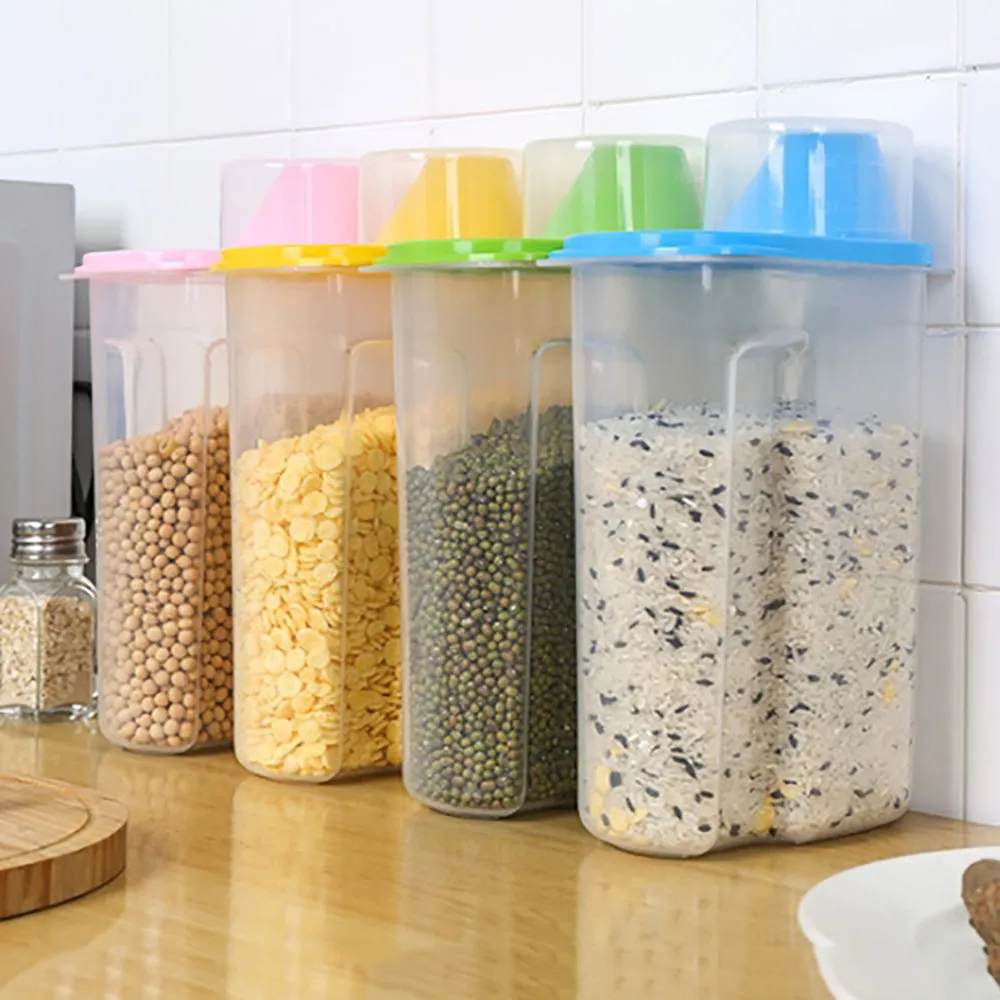 Wasel Plastic Dried Food Storage Containers Lids Box Jars Airtight Cereal Rice